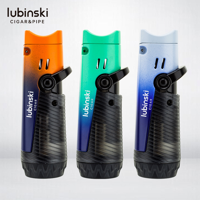 LUBINSKI cigar lighter with cigarette holder blue flame double direct punch rubinski windproof portable cigar lighter