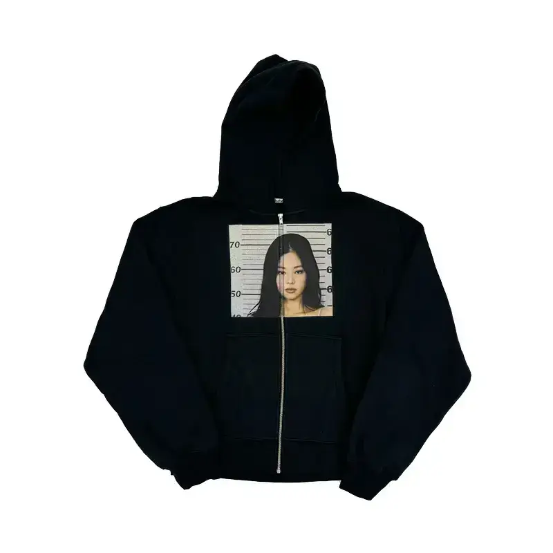 Far Archive Jennie Kim Mugshot Zip Hoodie Black