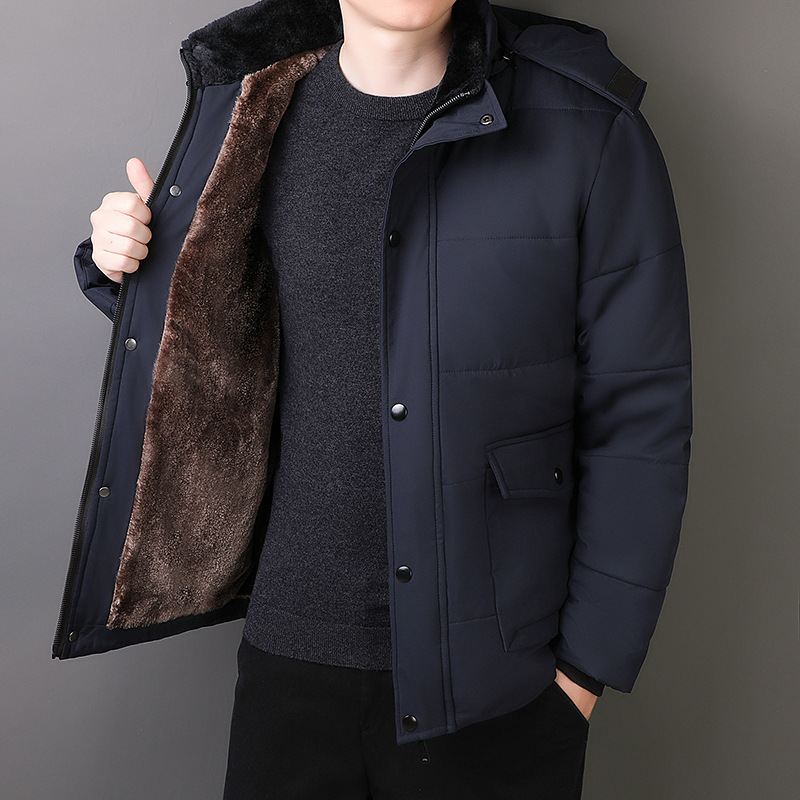 Extra Large Size Cotton-Padded Jacket for Middle-Aged and Elderly Men, Winter Clothing for Dad, Fleece-Lined Cotton Coat, Thickened Jacket, Warm Cotton-Padded Jacket for Grandpa
