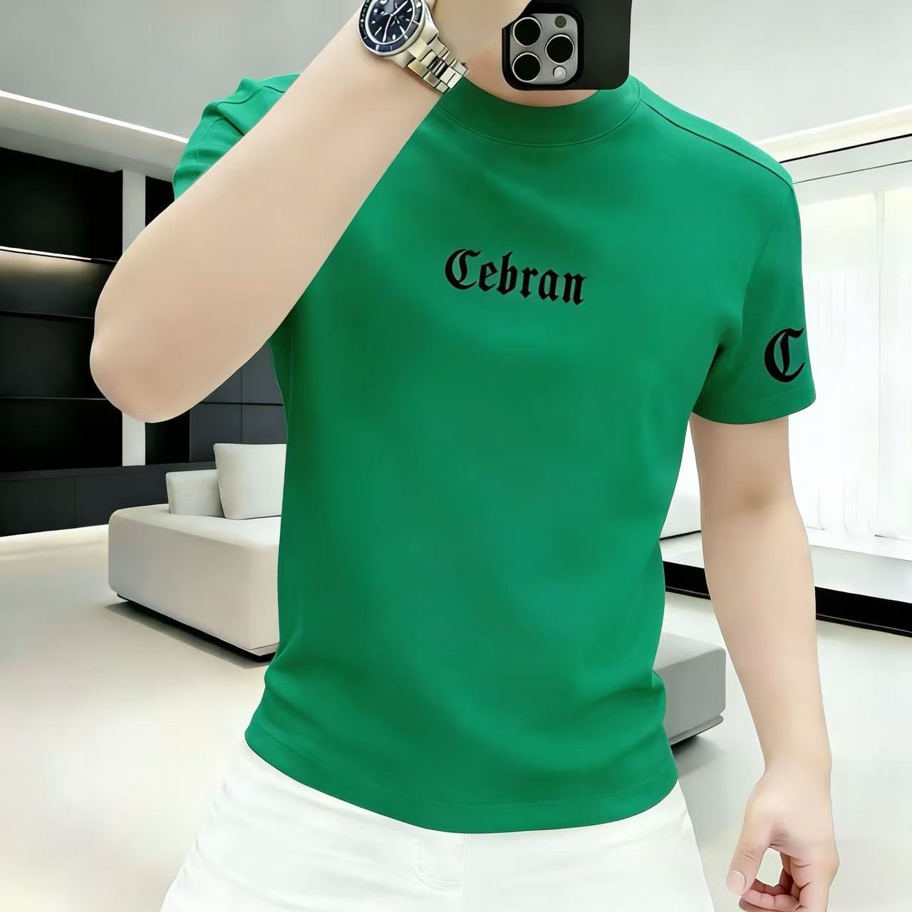 Summer New Style Short-Sleeved T-Shirt for Men, Pure Cotton, Loose and Versatile, Stylish Round Neck, Letter Print, Half-Sleeved T-Shirt