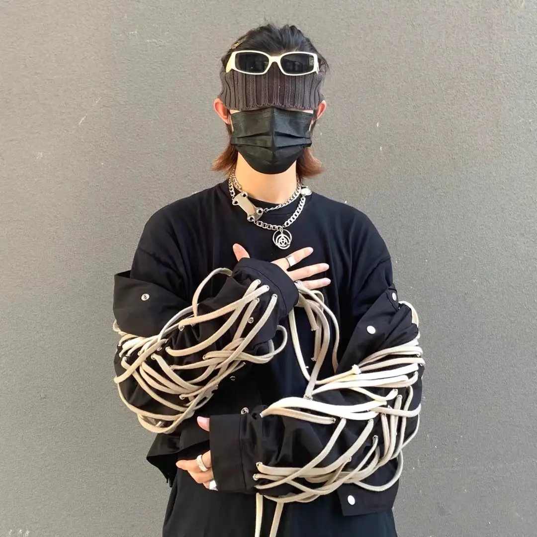 Classic high-end dark style mainline pure handmade cotton rope woven Wang Yibo same motorcycle jacket jacket for men and women
