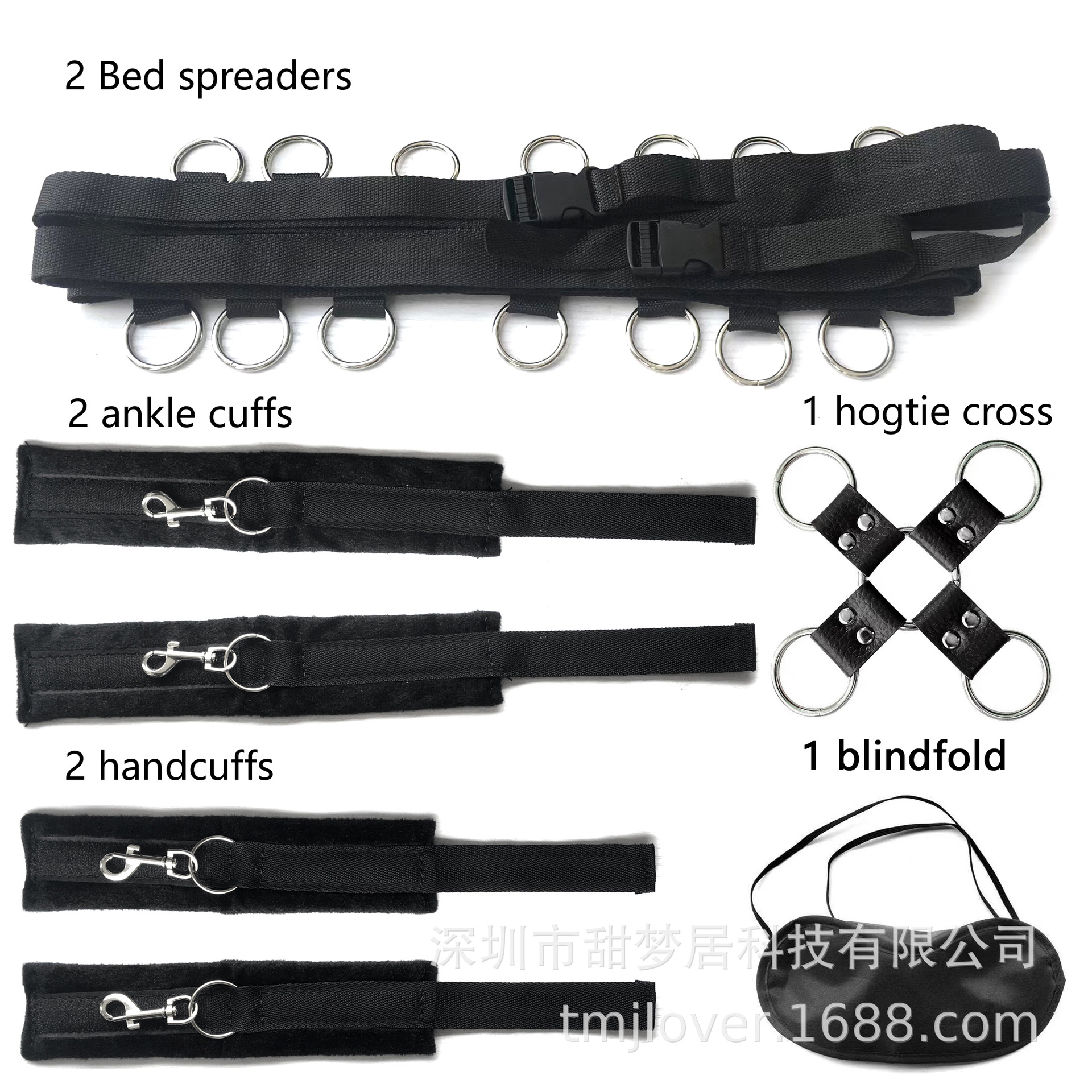 Fun bed bundle SM bed 3-piece set multi-steel ring strap shackles hands and feet sex toy supplies wholesale