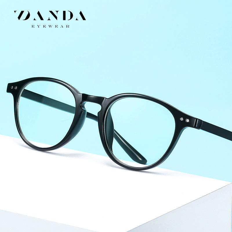New Tr90 Anti-Blue Light Glasses 2318 Men's and Women's Retro Flat Glasses Cross-Border Round Frame Plain Computer Goggles