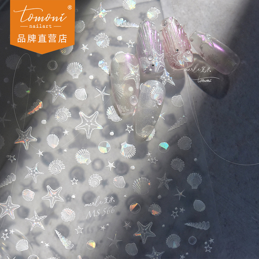 Tomoni & Missing Shell Light Manicure Stickers Ice Transparent Streamer Nail Stickers Ocean Shell Trinkets Ms565