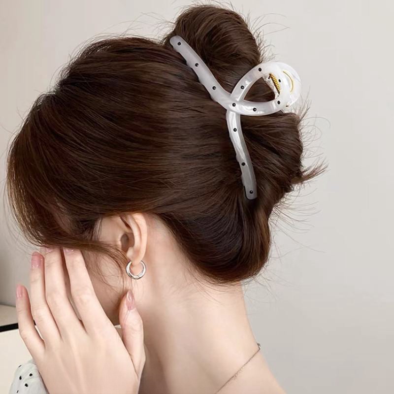 Japanese Style Cute White Wave Point Clip Fashion Multi-volume Large Hairpin All-match Hairpin Girl Shark Clip Hair Accessories