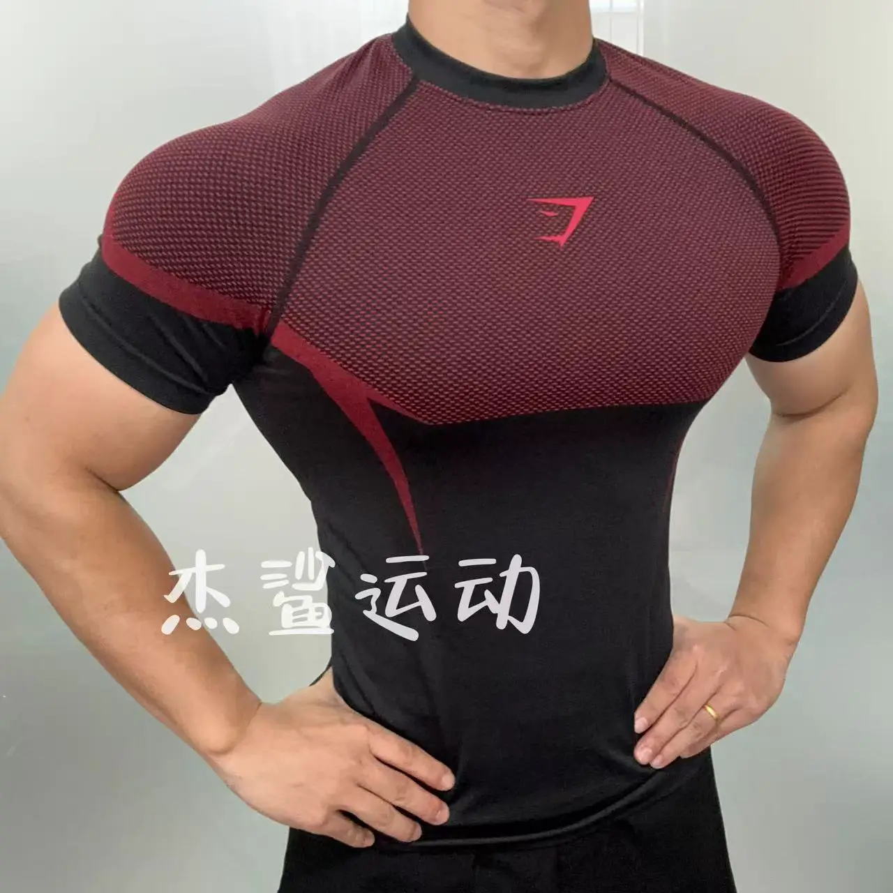Exclusive Top-Quality Gymshark Onyx 5.0 Superhero Seamless High-Elastic Three-Dimensional Logo Tight-Fitting Quick-Dry Short-Sleeve