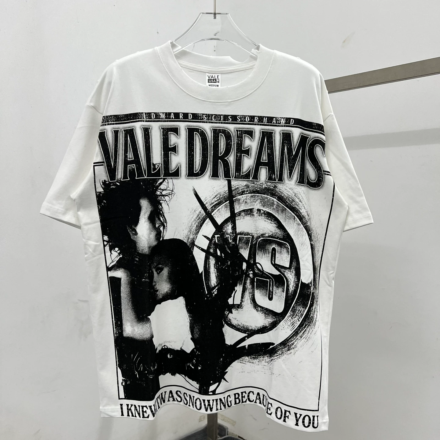 ValeForever超火夏季油画素描人像字母半袖T男女高街破洞短袖T恤