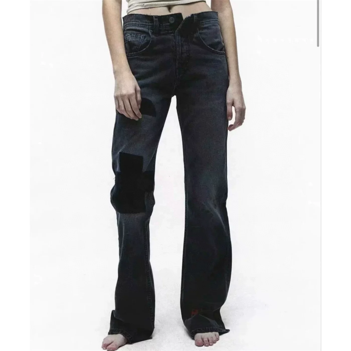 Enfants Riches Deporimes Patchwork Flare Jean hole repair program denim pants