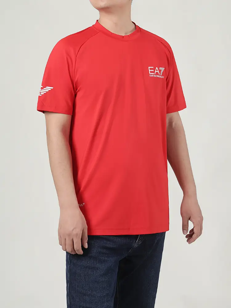 Armani Ea7 Men Logo Offset Printed Breathable Mesh Round Neck Sports Short Sleeves T-Shirt 8Npt22 Pjemz