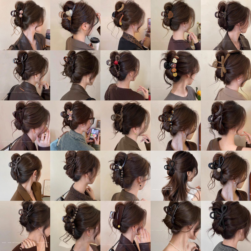13cm Brown Oversized Hair Clip for Women, High-End Shark Clip for Large Hair Volume, Frosted Clip Headwear, Hair Clip for the Back of the Head