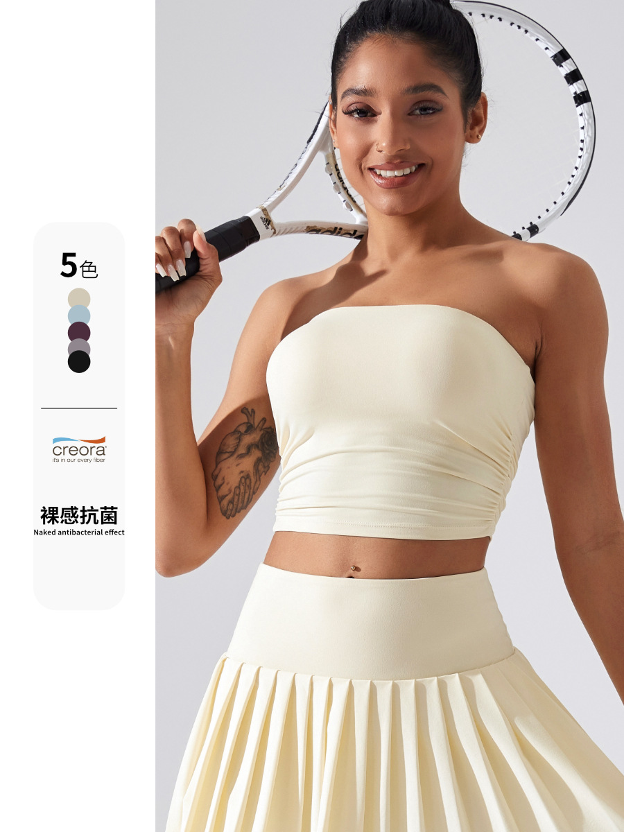 Cross-Border Sports Bra, Anti-Exposure Bra, Non-Slip Tube Top, Inner Layering Fitness Top with Chest Pad, Yoga Vest