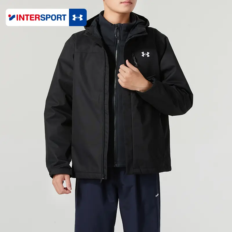 Under Armor Three-In-One Outwear Charge Tops Men's Summer New arrival Outdoor Sportswear Windproof Hiking Hooded jacket