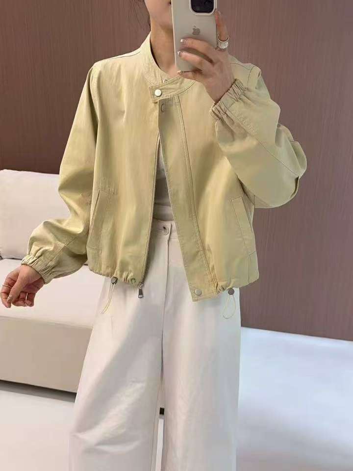 2026 Spring Women's Long-Sleeve Stand-Collar Loose Casual Korean Style College Wind Jacket Coat Lazy Style