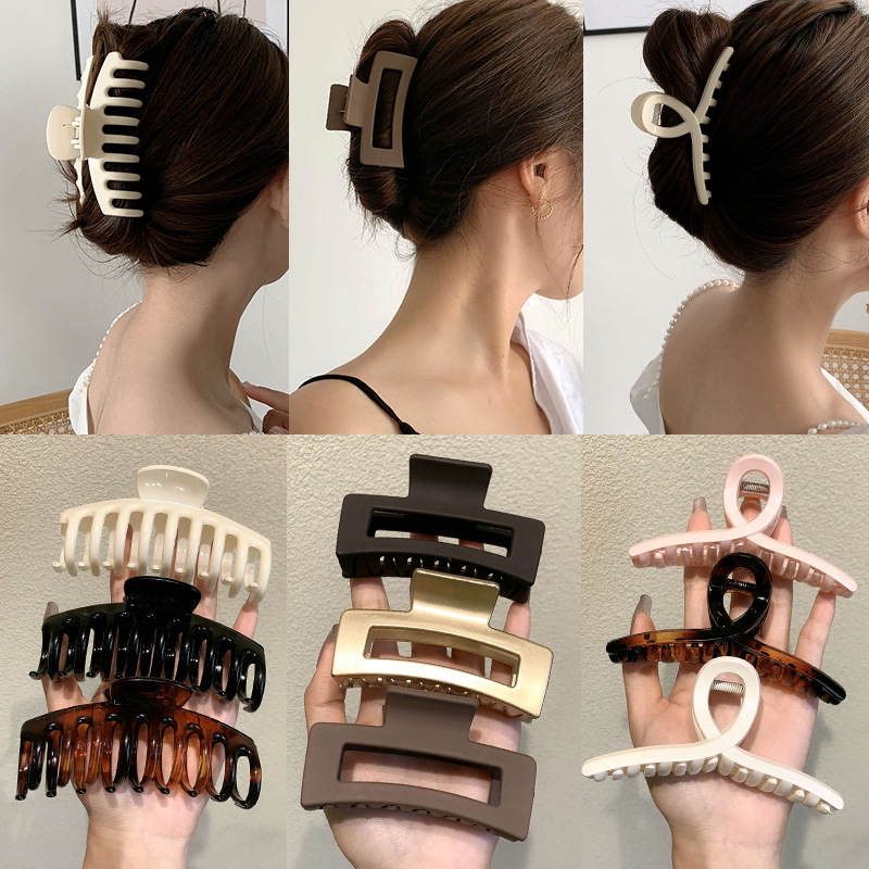 Simple Geometric Shark Clip Hair Clip Korean-style ins Bath Large Back Head Clip Acrylic Clip Hair Accessories for Women