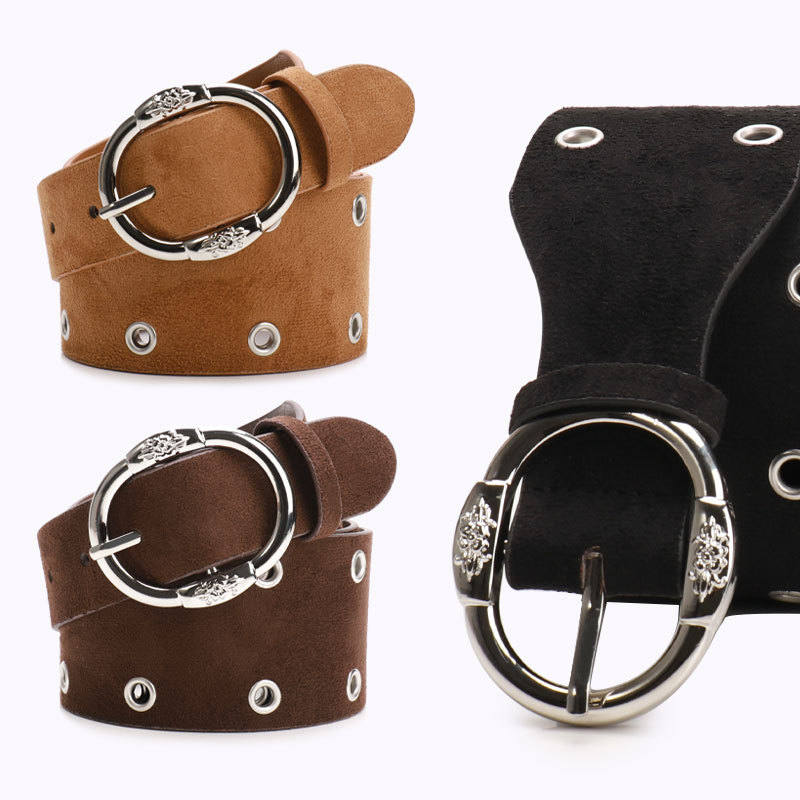 Cross-Border Punk Style Wide Women's Belt with Hollow-Out Decoration, Personalized Waist Belt to Pair with Shorts and Skirts, Leather Belt for Women