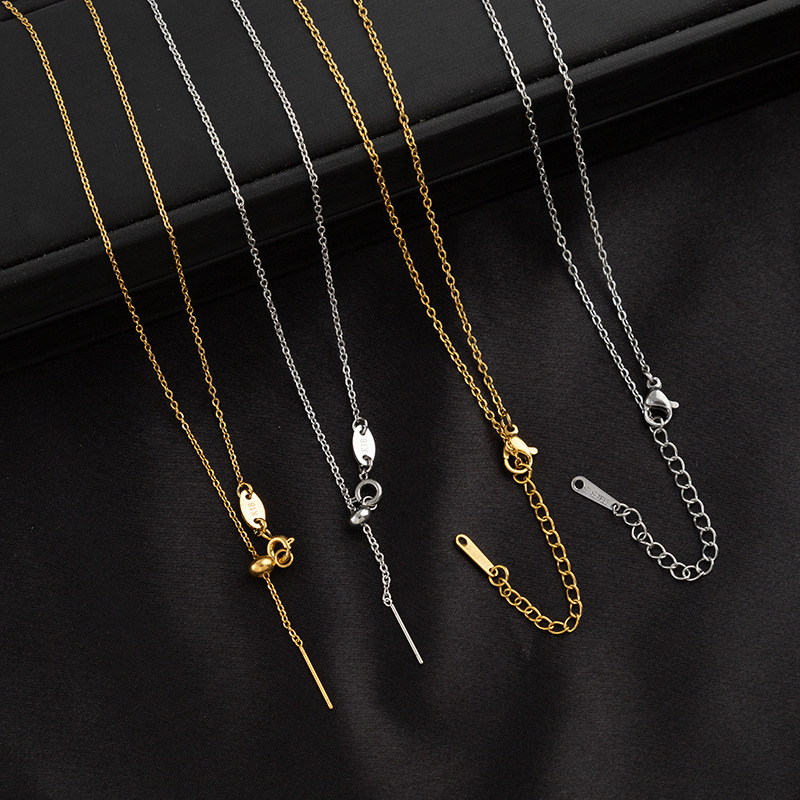 Non-Fading Titanium Steel Adjustable Needle Universal Chain for Women DIY with Small Hole Chain Beaded Stainless Steel O-Shaped Chain Plain Chain