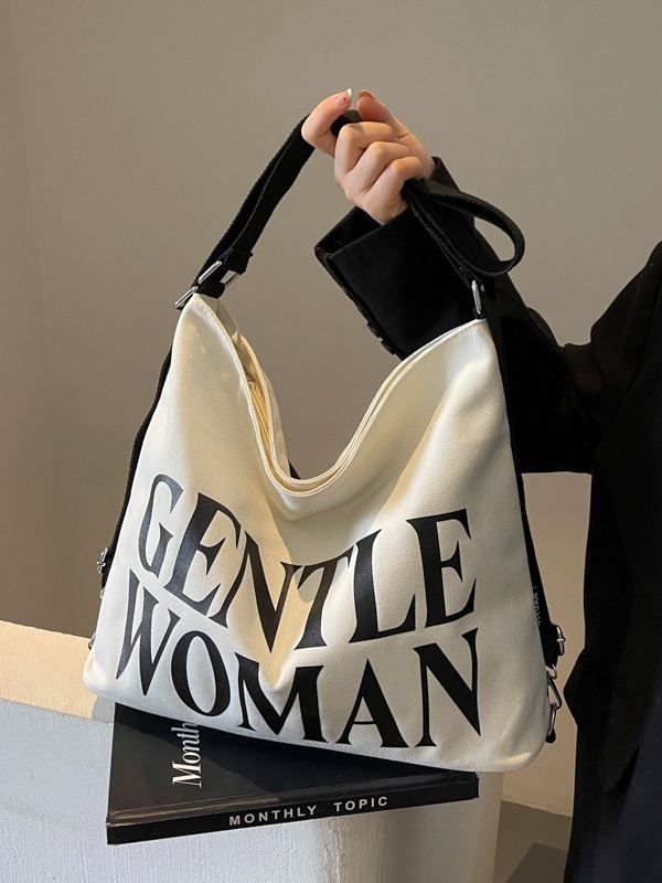 Bag 2024 New Gentle Woman Large Capacity Multi-Purpose Canvas Backpack Personalized Letter Shoulder Bag