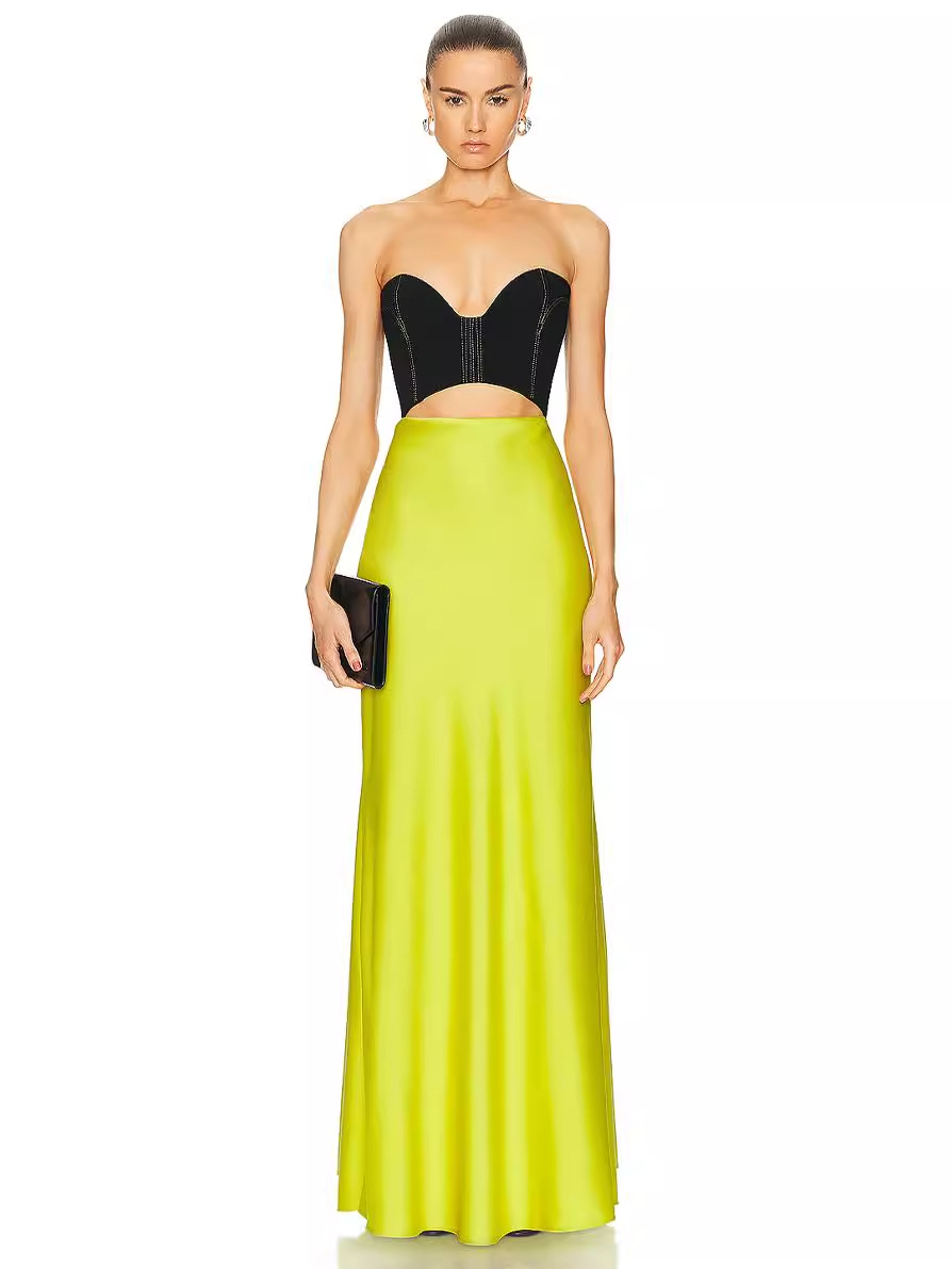 Cross-Border European and American Clothing French Color Matching Pure Desire Tube Top Dress Spring and Summer Women's Unique and Beautiful High-End Mint Green Skirt