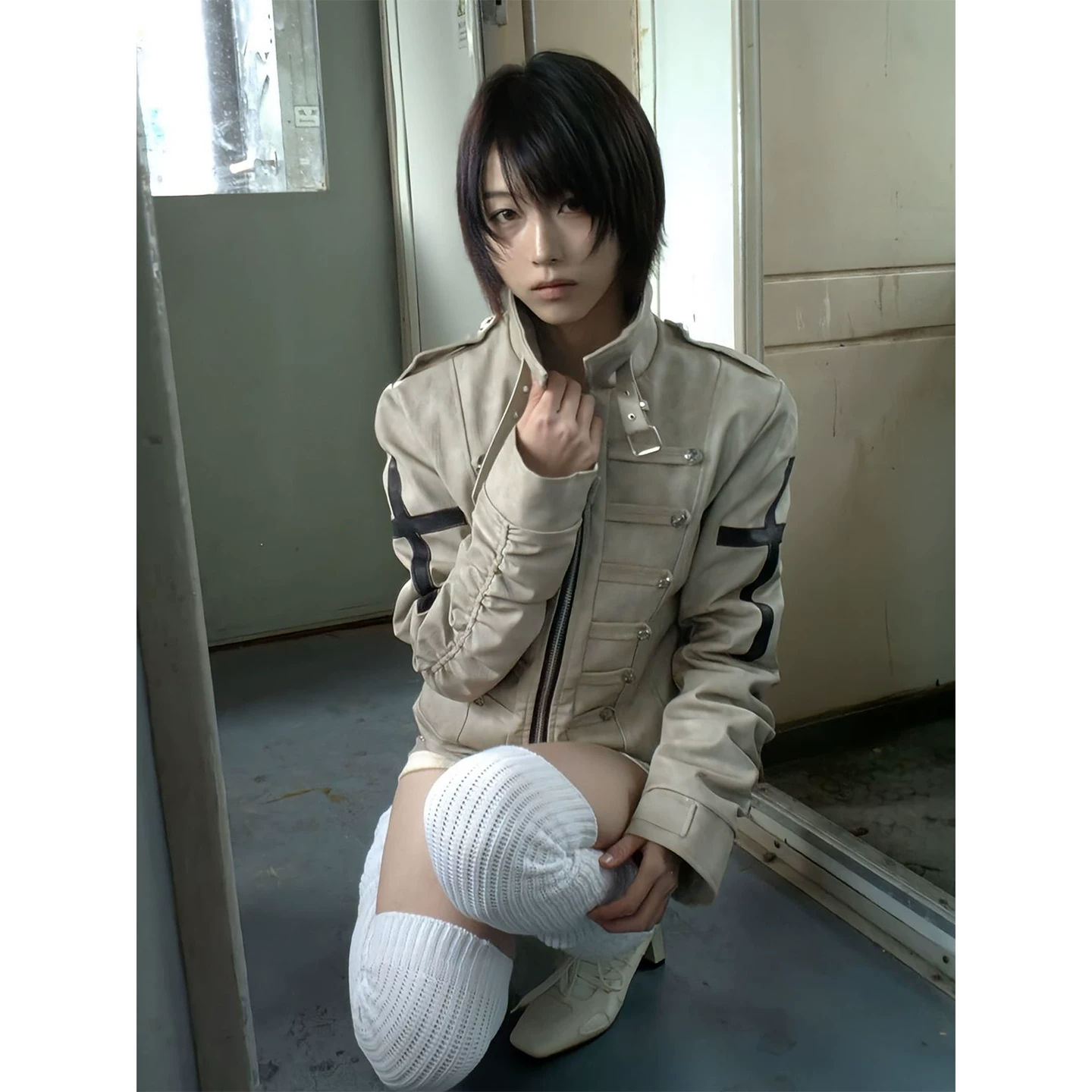 Subcultural palace style shoulder jacket for women in winter, thick cotton cross slim fit vintage jacket