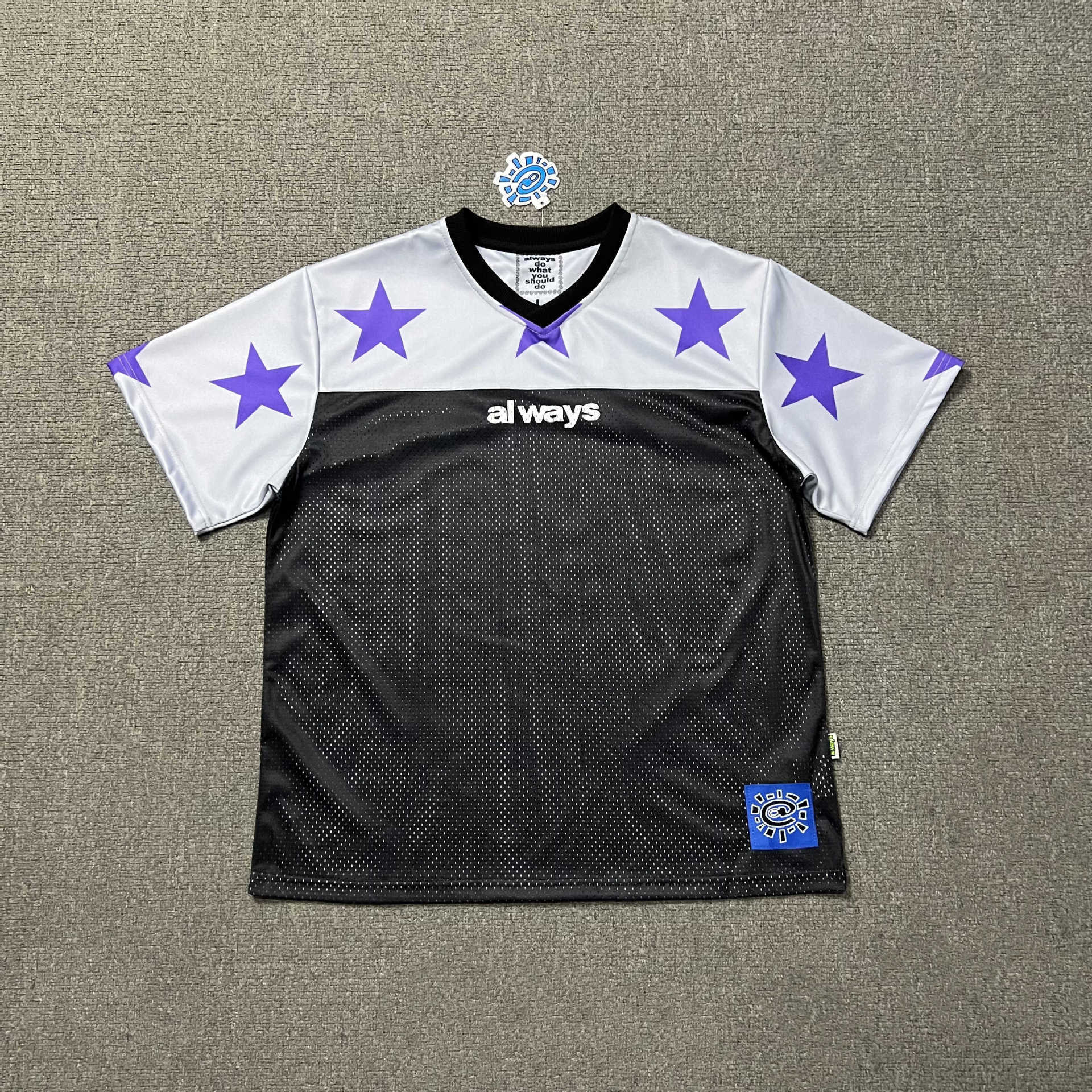 2025 New Fashion Brand ADWYSD Letter Five-pointed Star Printing Stitching American Fashion Brand Summer Breathable Short-sleeved T-shirt