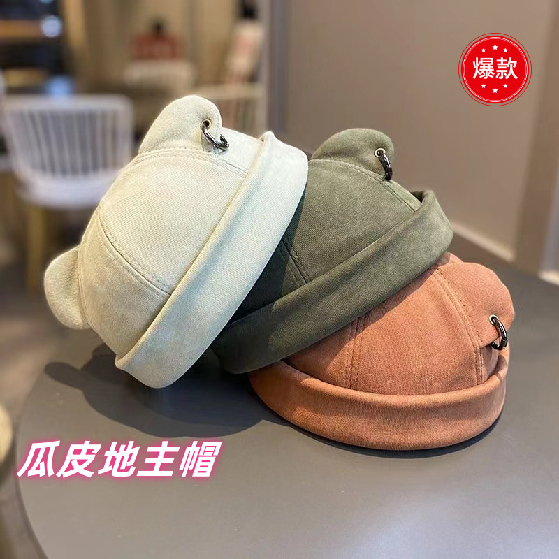 Autumn and Winter New Style Melon Hat Cute Cat Ears Floor Hat Children's Japanese Style Personalized All-match Hip-hop Street Air-cooled Hat