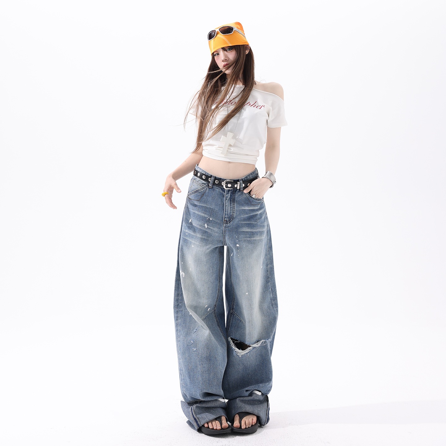 【Bsf.Cn】New Product Preview｜Heavy-Duty Ink-Splashed Texture｜Featured Item｜Ripped and Frayed Relaxed-Fit Denim