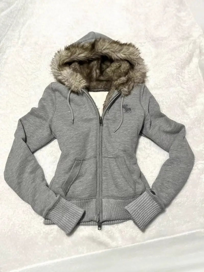 Vintage American Retro Fleece-Lined Hooded Sweatshirt with Waist Tie and Fur Collar for Women, Fall/Winter Cardigan Jacket