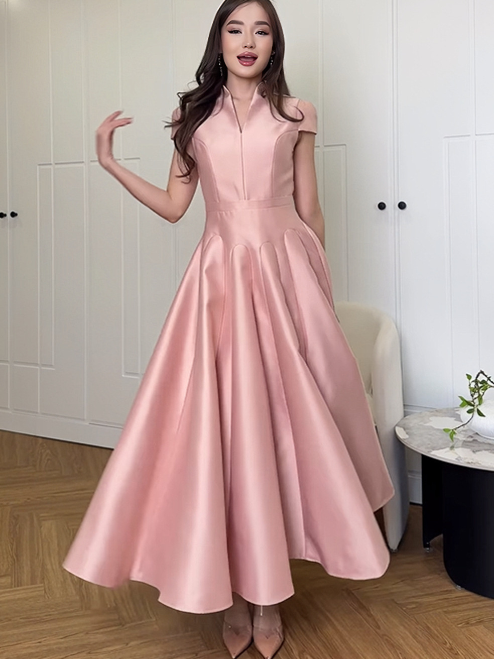 2026 Summer New Style European and American Amazon Foreign Trade New French Elegant Short-Sleeve Long Dress Gown