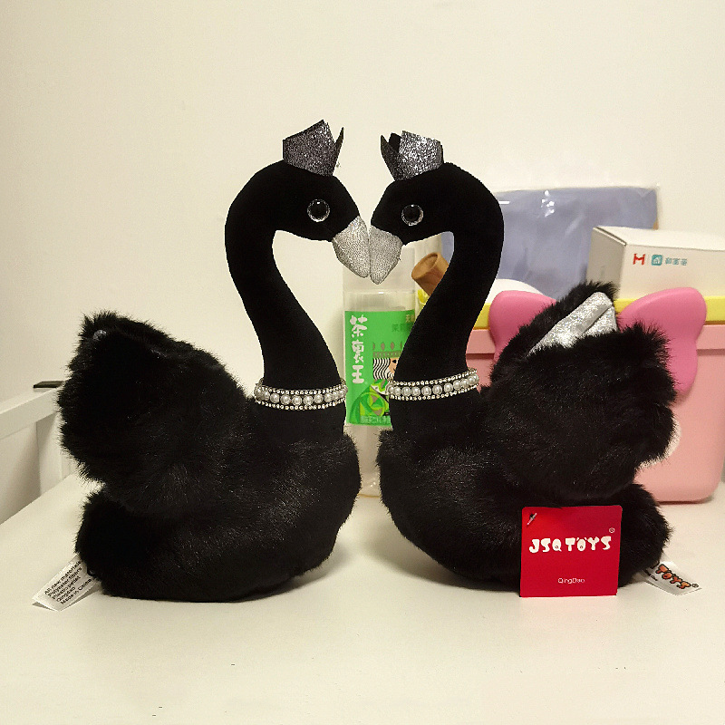 Cross-Border Black Swan Plush Toy Cute Crown White Swan Ornament Doll Gift in Stock Rag Doll Toy for Girls