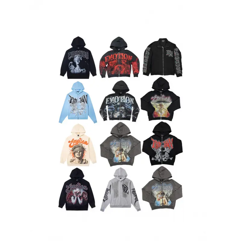 Cross-Border Trendy New Mixed Emotion American Street Hip-Hop Healthy Fabric Highly Restored Hooded Sweatshirt