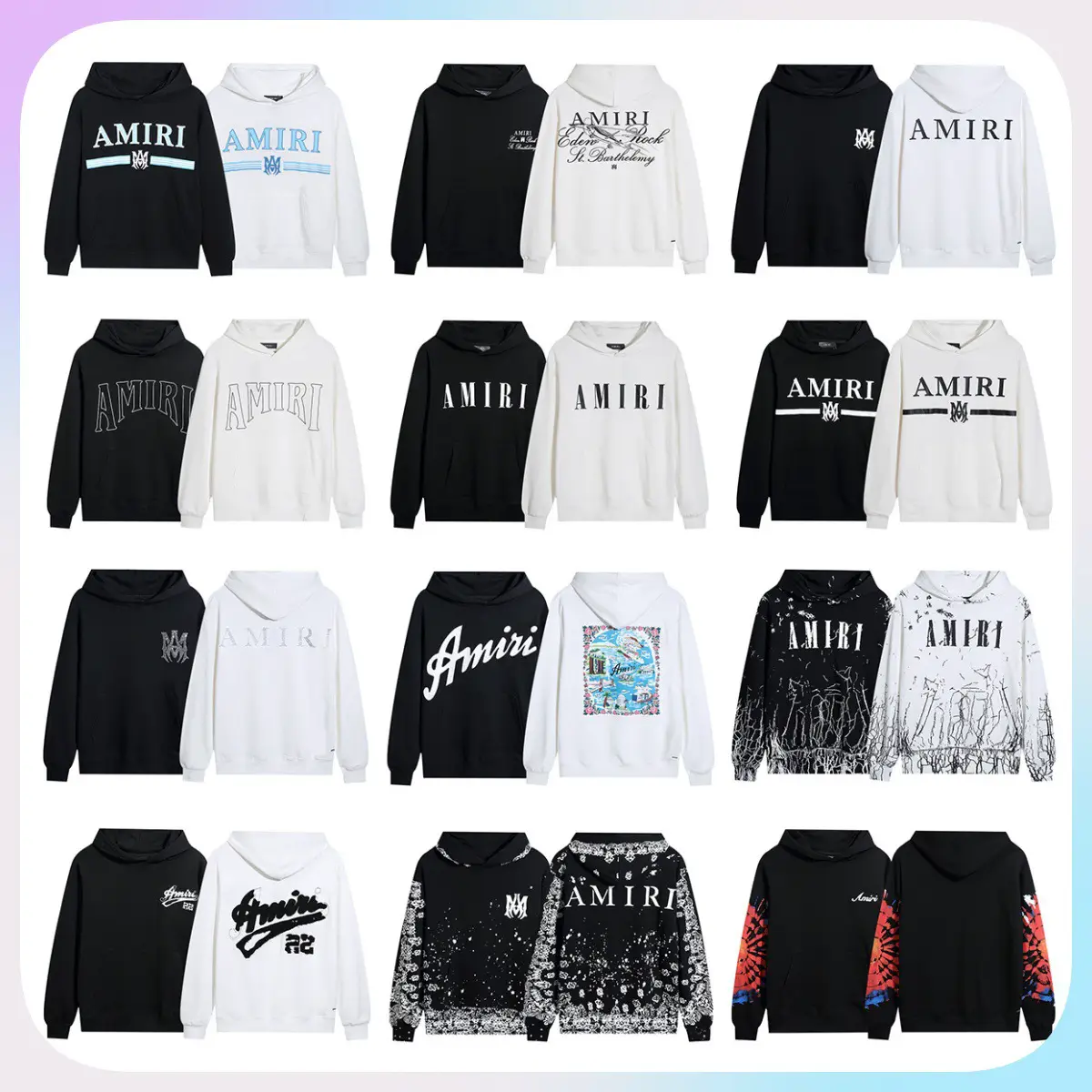 Tide AM Sweatshirt IRI cracked letters logo ink splash flow paint graffiti hoodie couple jacket sweater men and women