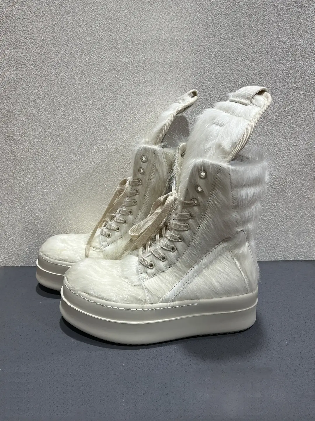 2025 New arrival Ro High-Top High Boots Men's Shoes Genuine Leather Horse Hair Series Inverted Triangle Thick Sole Casual Trendy Sneakers for Men
