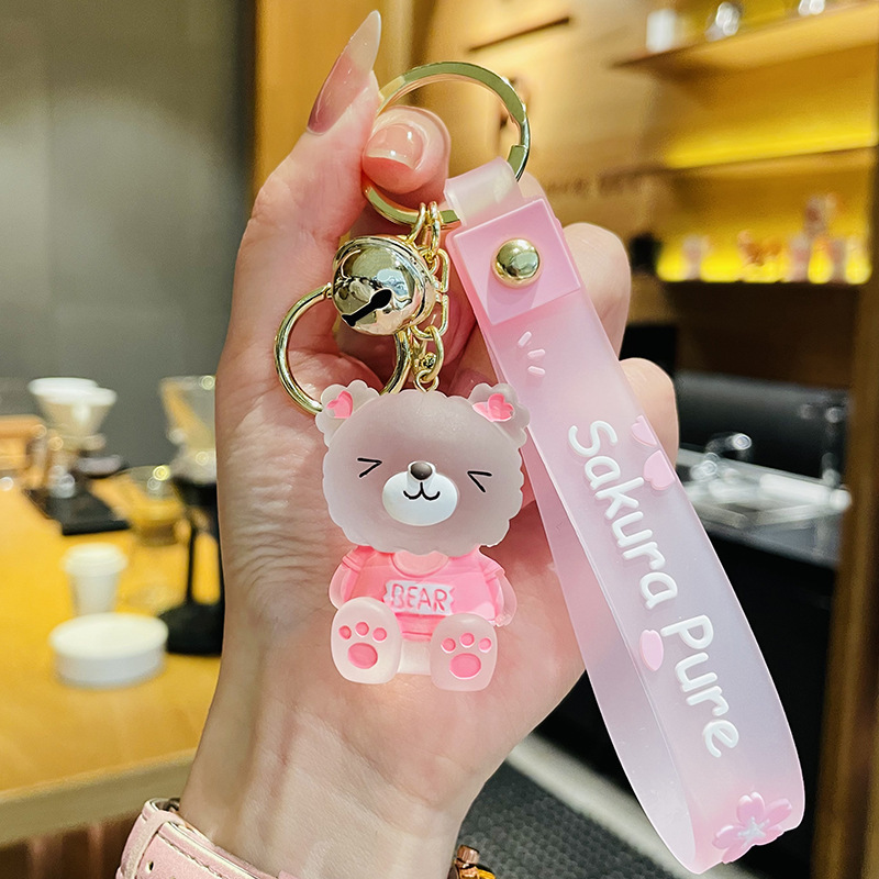 Cartoon creative jelly colored glazed bear car key chain personality doll ins Wind Bag pendant small gift wholesale