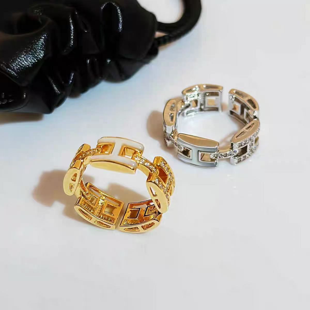Zircon letter open ring cold wind niche simple temperament fashion ring net red personality design wholesale