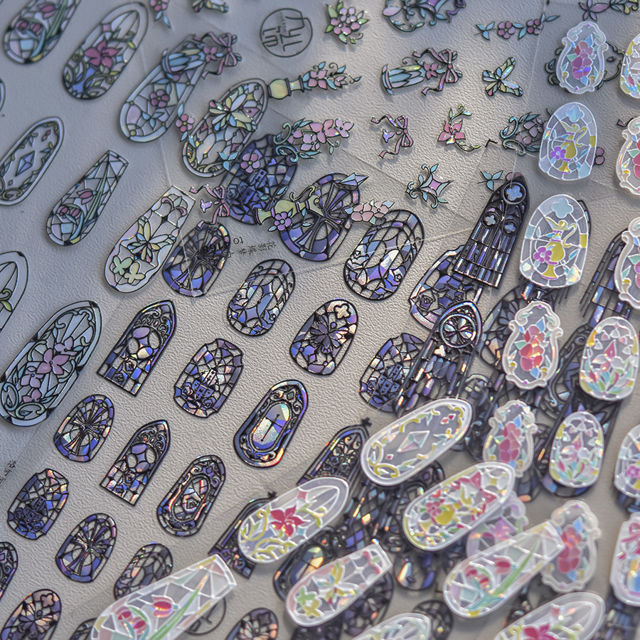 Tomoni Shell Light Nail Art Stickers Popular Retro DIY Mobile Phone Case Nail Stickers Rococo Flower Window 4145