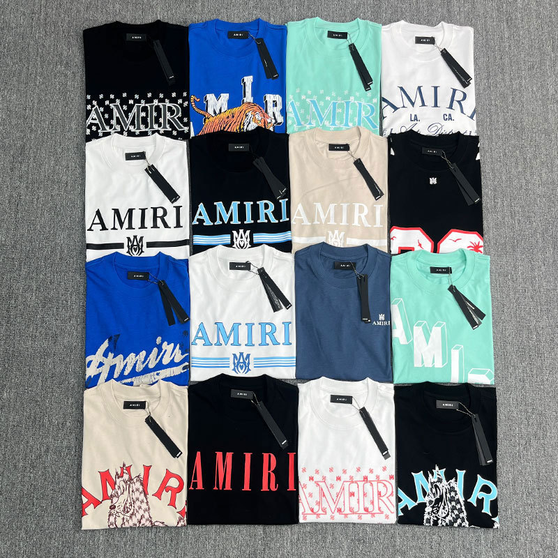 Amiri American Style Fashion Brand High Street Loose Half Sleeve T-shirt for Men and Women Couple Summer Thin Round Neck Short Sleeve T-shirt