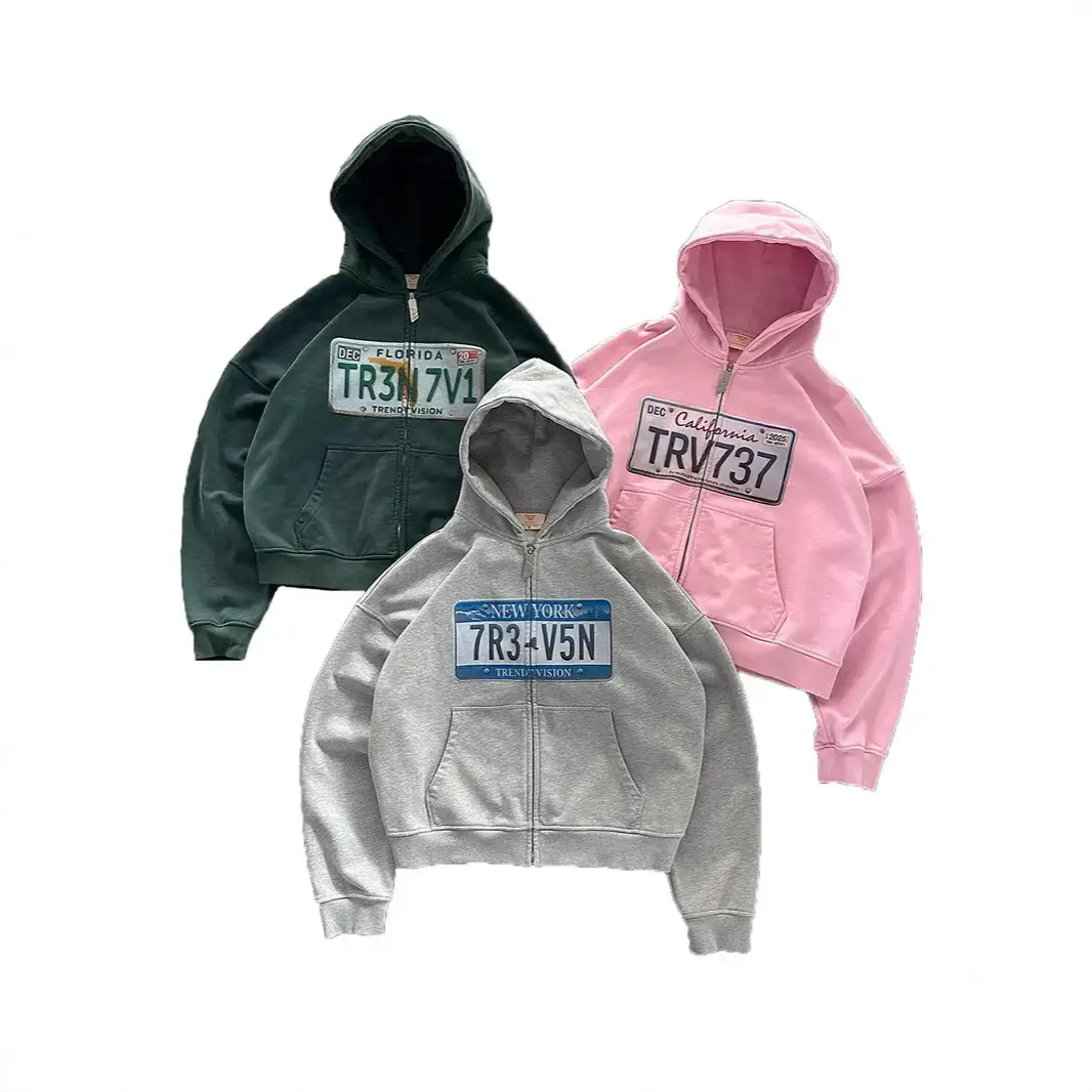 Ins European and American Foreign Trade Personality Printed Zipper Sweater Long Sleeve Pullover Hoodie Retro Jacket Street Trend y2k