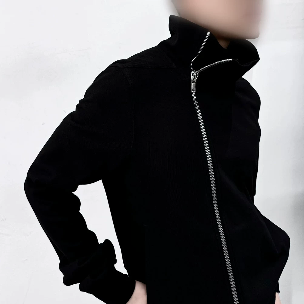 ROG RO new slanted zipper jacket hoodie wizard hat stand collar dark pioneer men and women slim fit waist