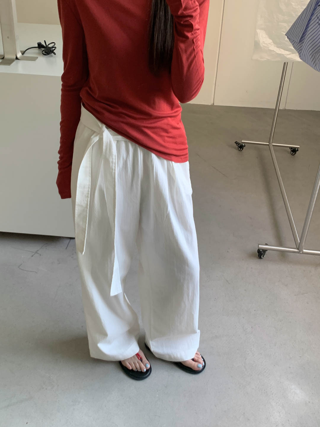 Gagd Lazy and Relaxed~ Bamboo Cotton Wrap-Around Tie-Style Casual Soft Wide-Leg Pants for Women