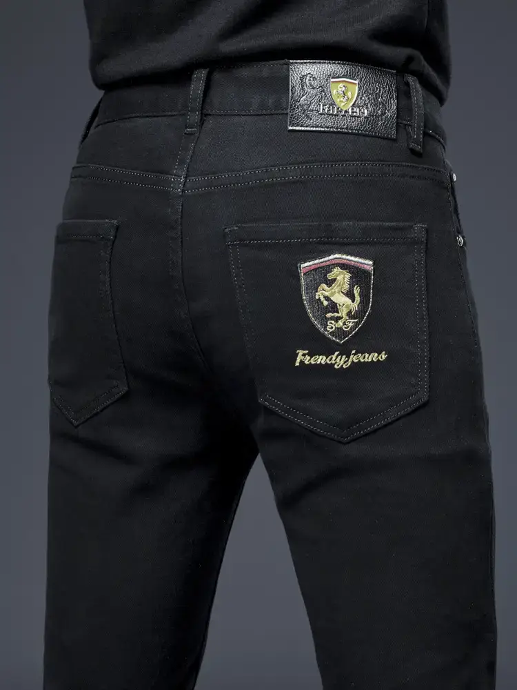 Guangzhou jeans men's stretch comfortable anti-wrinkle casual pants men's fashionable back bag versatile slim straight pants men