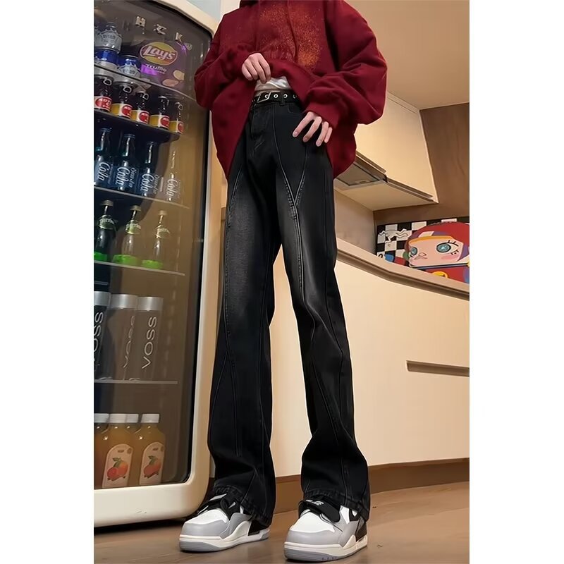 Meichao High Street Fried Street Yellow Mud Dyed Washed Jeans Men's Line Design Sense Trendy Brand Slim-fit Straight Tube Micro-pants