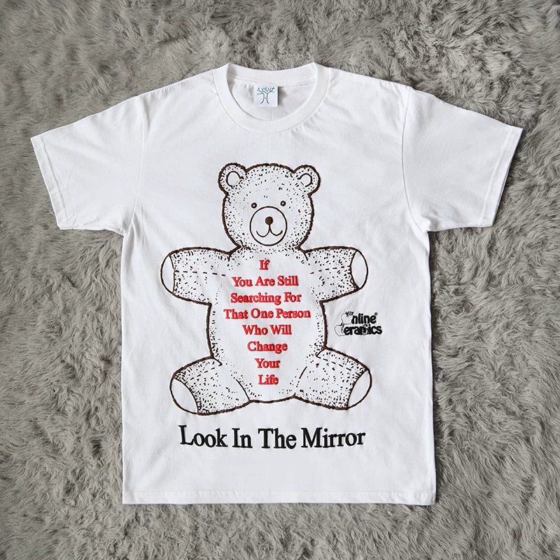Online ceramics look in the mirror tee teddy bear 3D printed short sleeved T-shirt