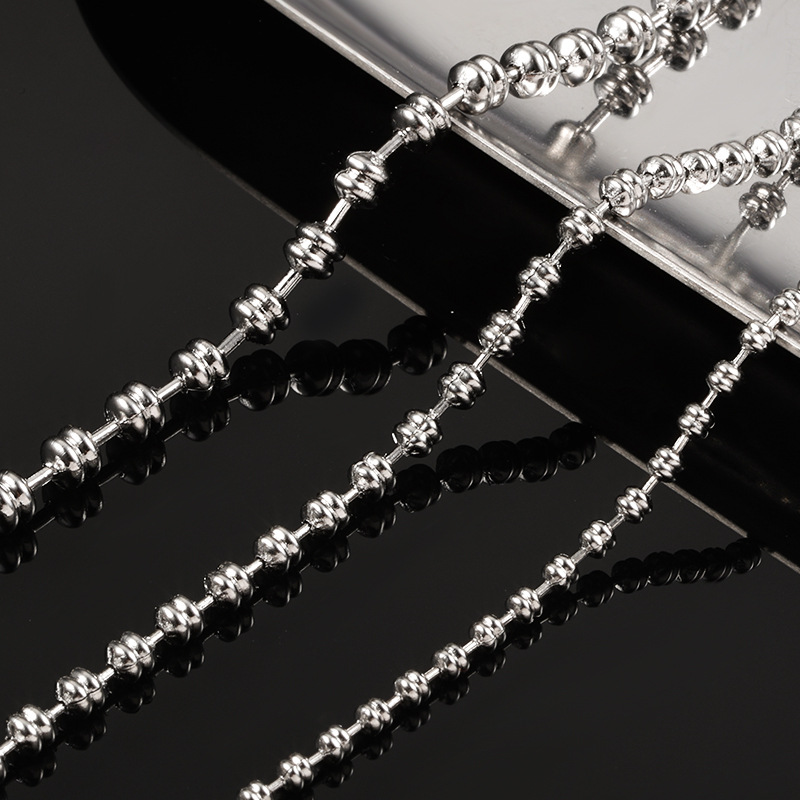 Stainless Steel Bead Dan Bead Chain DIY Necklace Bracelet Personality Fashion Titanium Steel Jewelry No Fading Hanging Chain Scattered Chain
