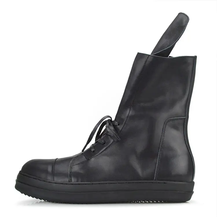 Fashion Retro Men's Shoes Shoelace Cowhide Middle Tube Boots Worker Boot Soft Bottom British Martin Boots K-style Ro Casual Men's Boots