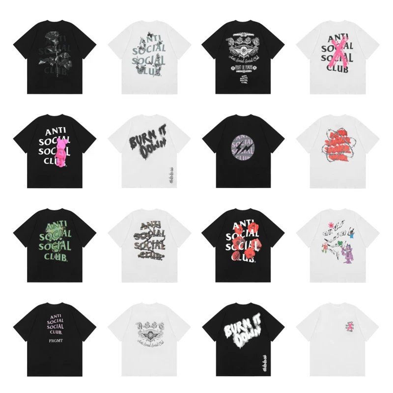 Trendy Brand Assc New Letter Print ins American Street Style Unisex Loose Casual Summer Crew Neck Short Sleeve T-Shirt