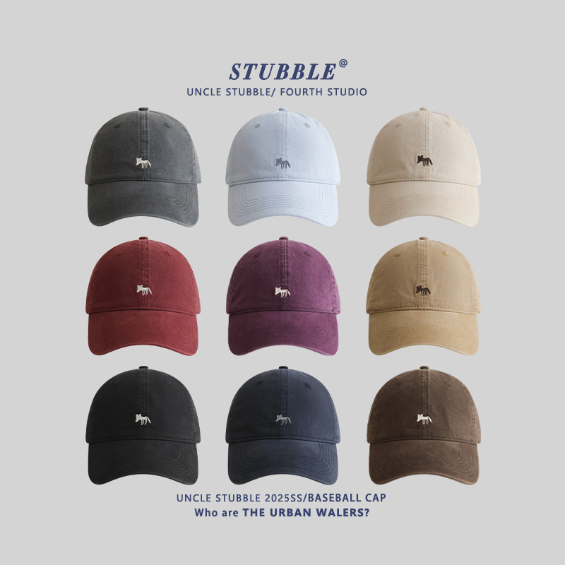Fox Embroidered Baseball Cap Deepened Wide Brim Shown Face Small Soft Top Cap Men's and Women's Big Head Sunshade Hat