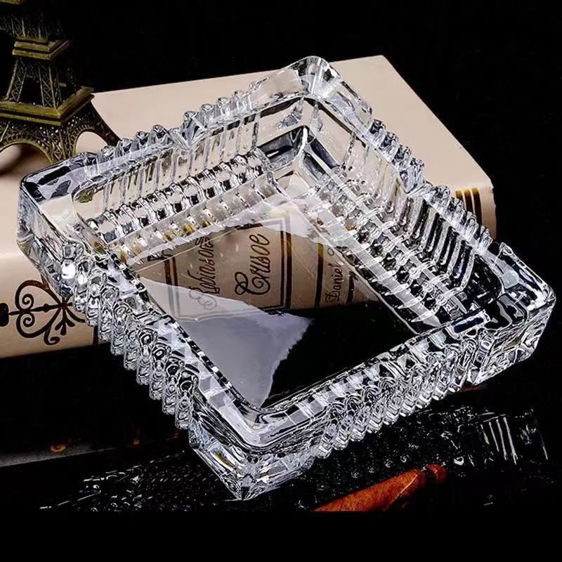 Transparent square crystal glass ashtray hotel KTV home ashtray 10.5*3.5cm/