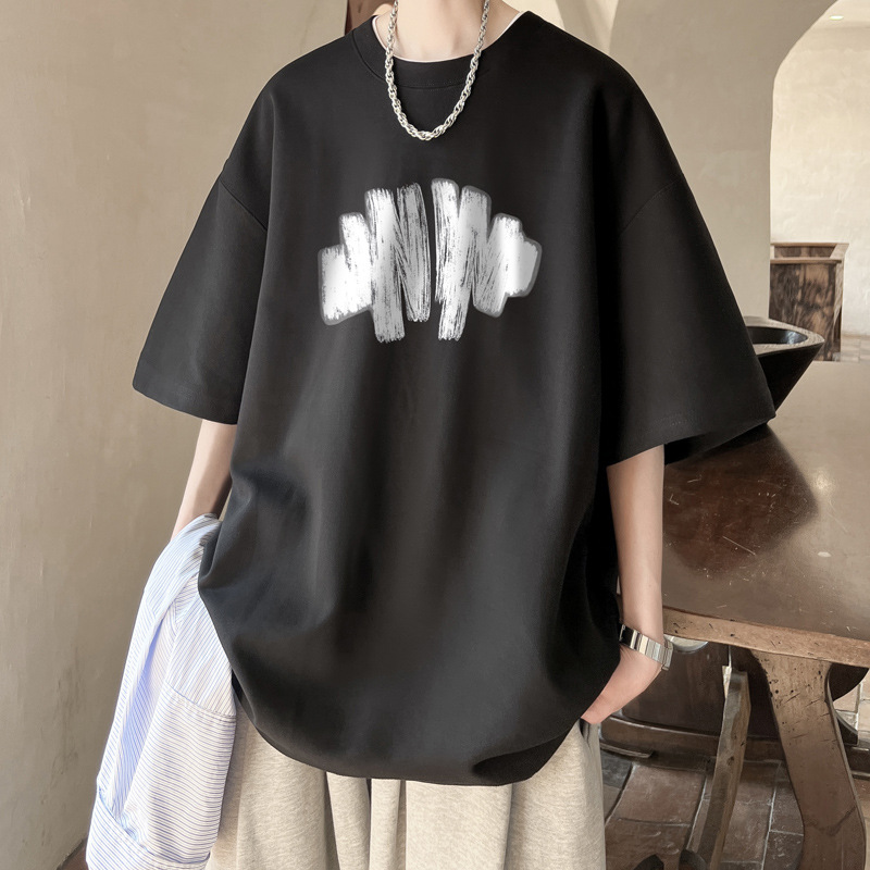 American Style Retro oversize Summer Boys Short-sleeved T-shirt Trendy Brand Trendy National Trendy Heavy ins Cotton Top Clothes
