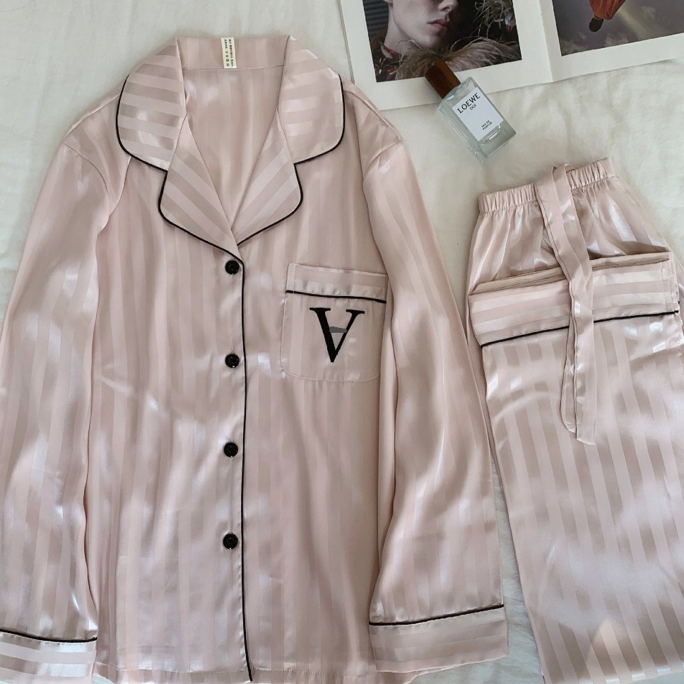 2026 Autumn New Pink Striped Pajamas Long-Sleeved Long-Pants Three-Piece Set High-End Home Wear
