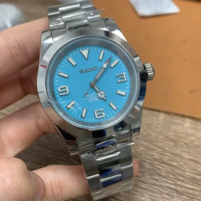 Mechanical Watch 39mm Perpetual Model Green Luminous 316L Stainless Steel Case Matching Nh35 Movement